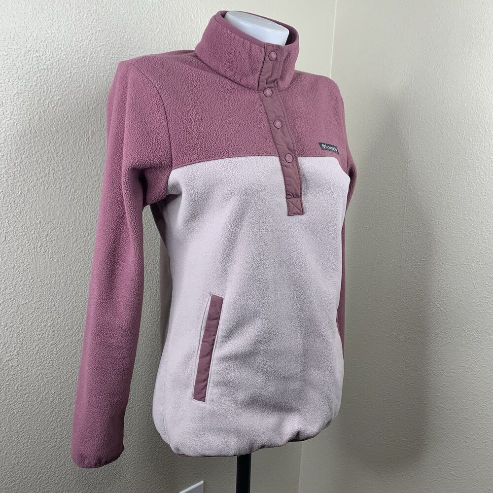 Columbia Benton Springs Half Snap Button Pullover Sweatshirt Sz S Pink *flaws